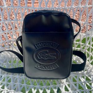 Supreme Lacoste SS18 Shoulder Bag Black Leather